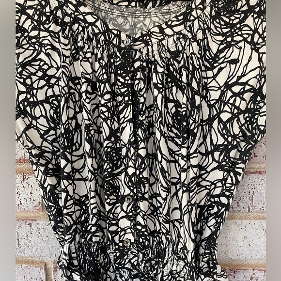 Theory Kesna Black & White Short Sleeve V-neck Stretch Midi Dress w Belt Medium - Picture 3 of 6